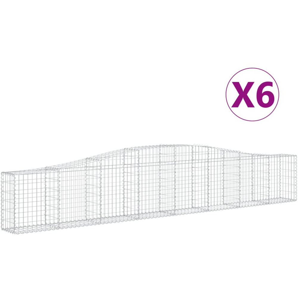 vidaXL Silver Galvanised Iron Arched Gabion Basket 400 x 30 x 60/80cm 6 Pack Image 4