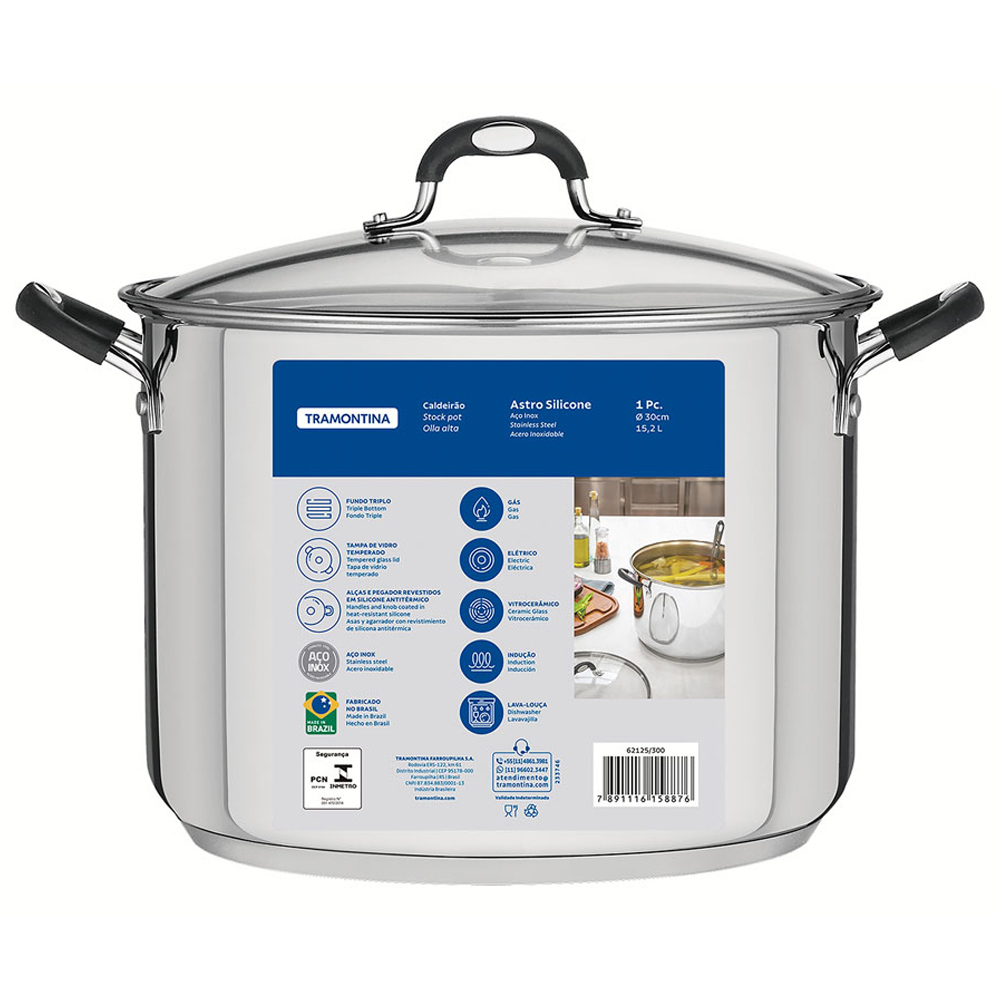 Tramontina 30cm Stainless Steel Stock Pot Image 3
