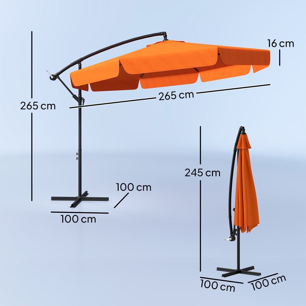 Outsunny Orange Banana Crank and Tilt Cantilever Parasol 2.7m Image 9