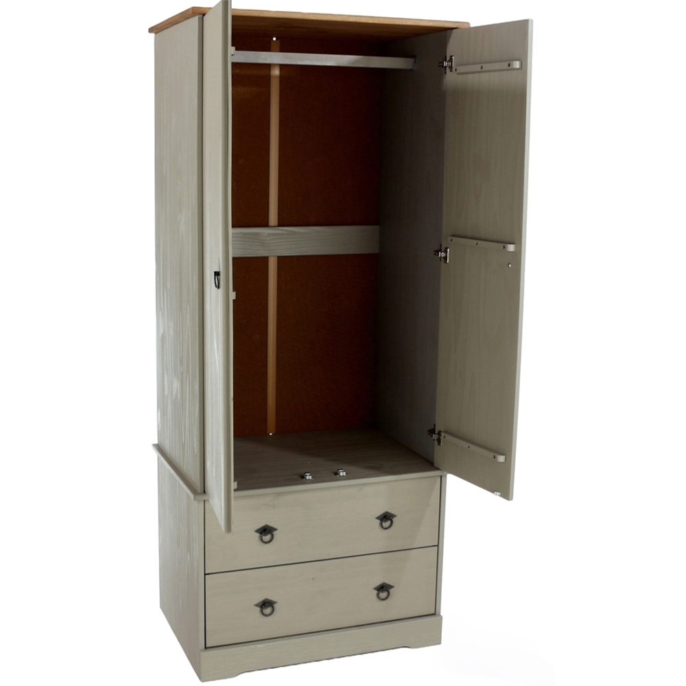 Core Products Corona Classic 2 Door 2 Drawer Grey Pine Wood Wardrobe Image 5