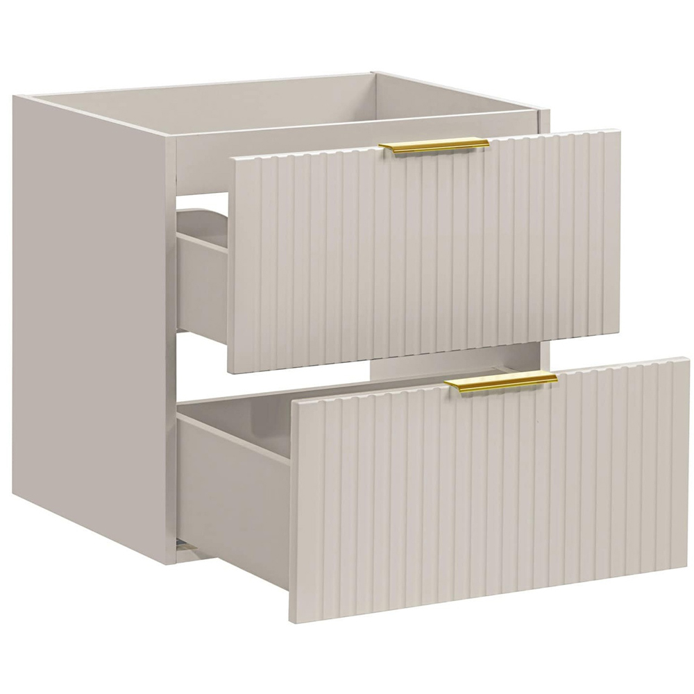 Impact Furniture Adel 2 Drawer Cashmere Beige Wall Hung Countertop Vanity Unit 600mm Image 3