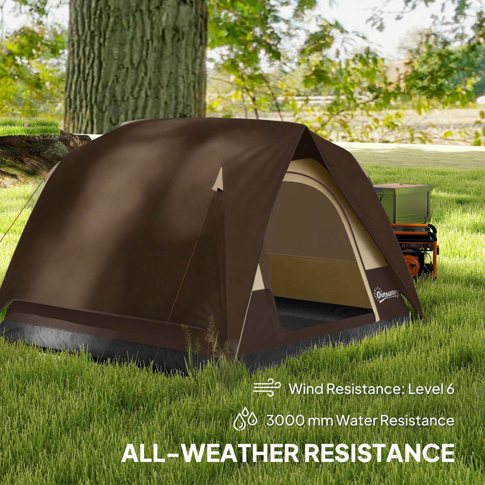Outsunny 3-4 Person Brown Waterproof Camping Tent Image 6