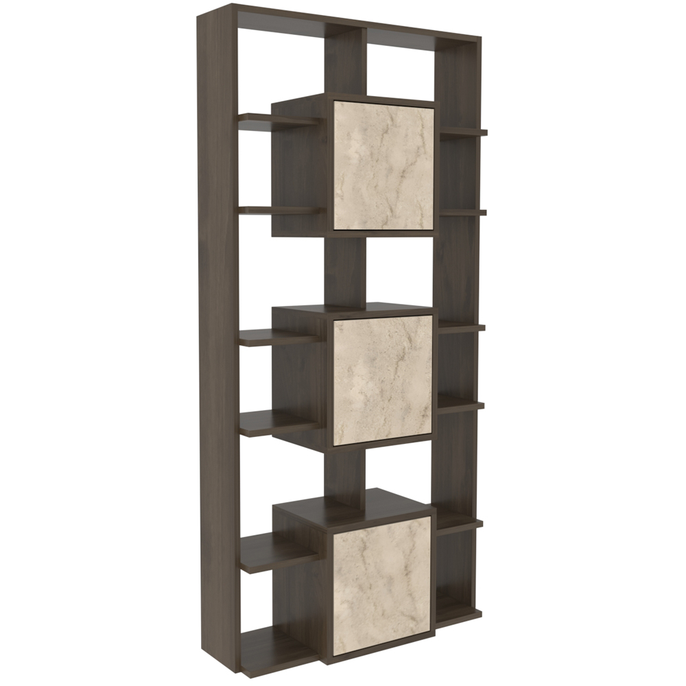 Decorotika Monaco 3 Door 12 Shelf Walnut Traverter Bookcase Image 2