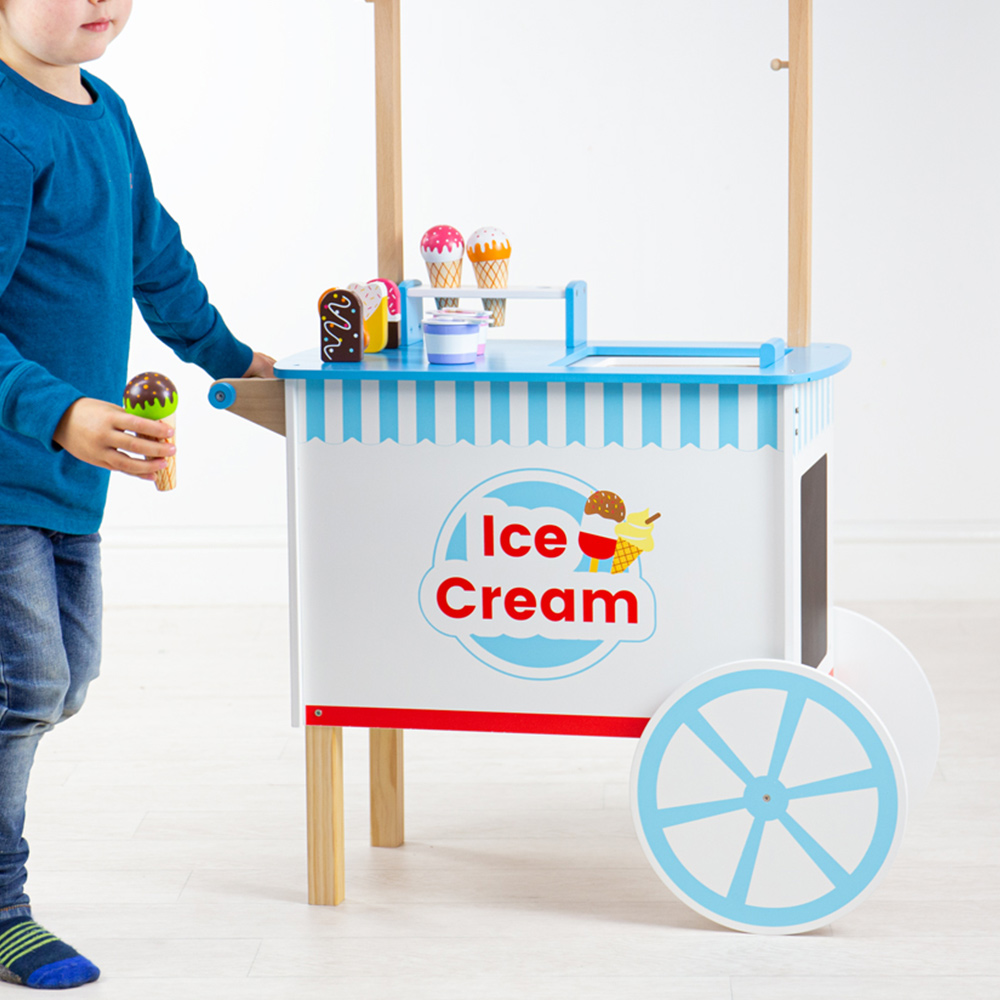 Bigjigs Toys Wooden Ice Cream Cart White Image 2