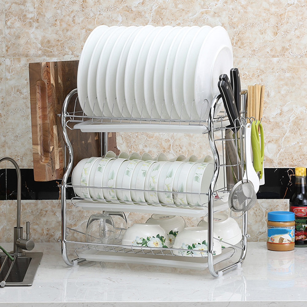 Living and Home 3 Tier White Dish Rack Image 2