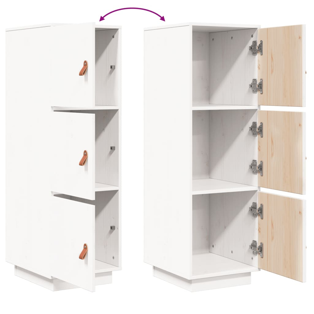 vidaXL 3 Door White Pine Wood Highboard Image 8