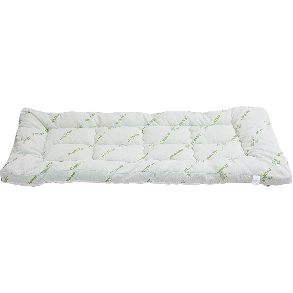Living and Home Super King Size White and Green Bamboo Leaf Quilted Mattress Topper Image 4
