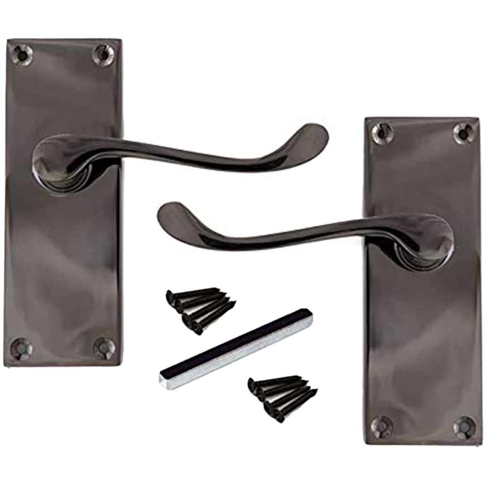 Golden Grace Black Nickel Victorian Scroll Lever Latch Door Handle Set Image