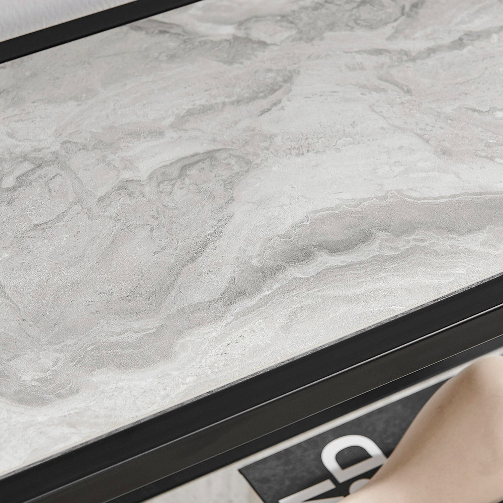 Furniture Box Kelton Black and White Marble Box Shelf Unit Image 5