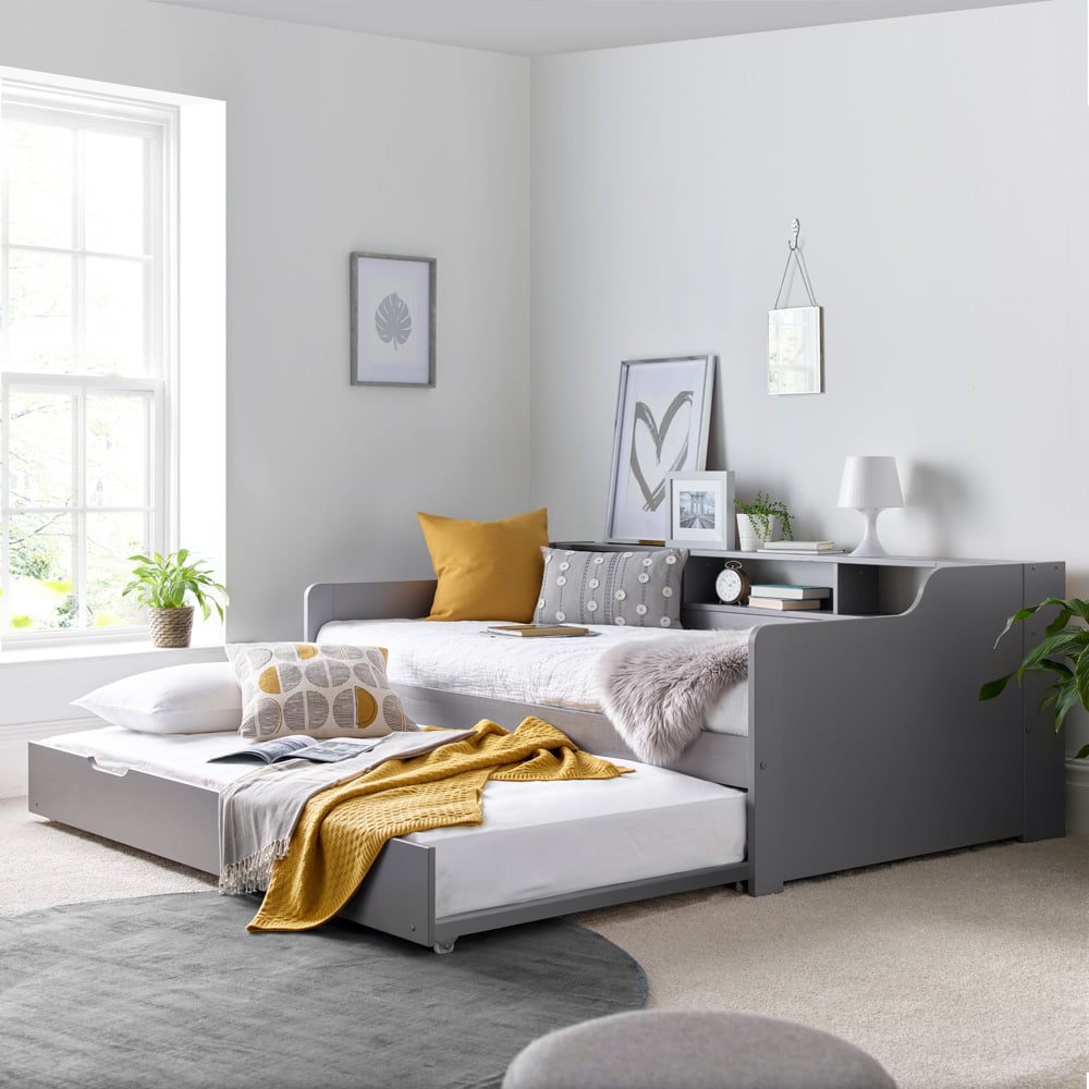 Tyler Single Grey Guest Bed and Trundle Image 4