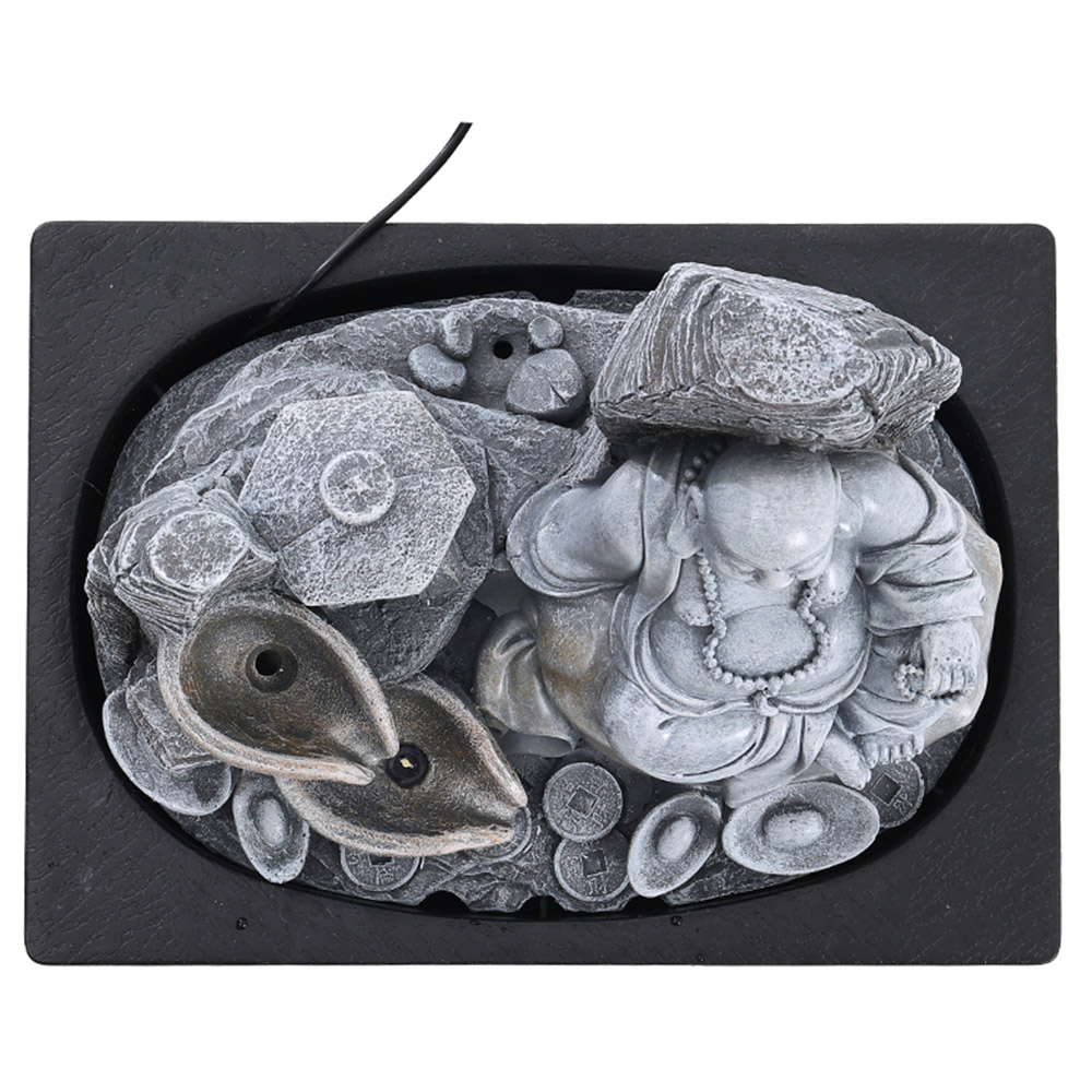 Living and Home Sitting Buddha Tabletop Resin Water Feature with Light Image 4