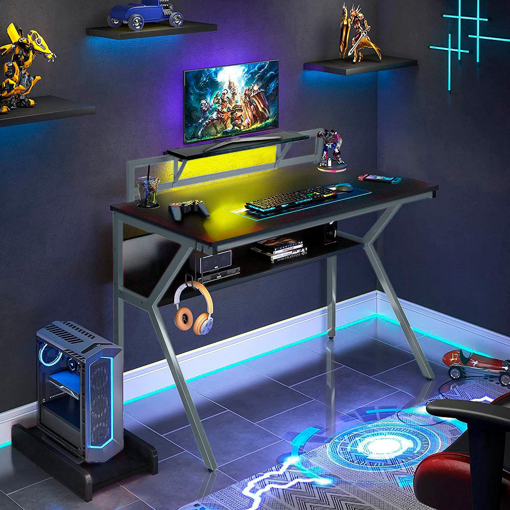 Neo Ergonomic 2 Tier Gaming Desk Grey Image 6