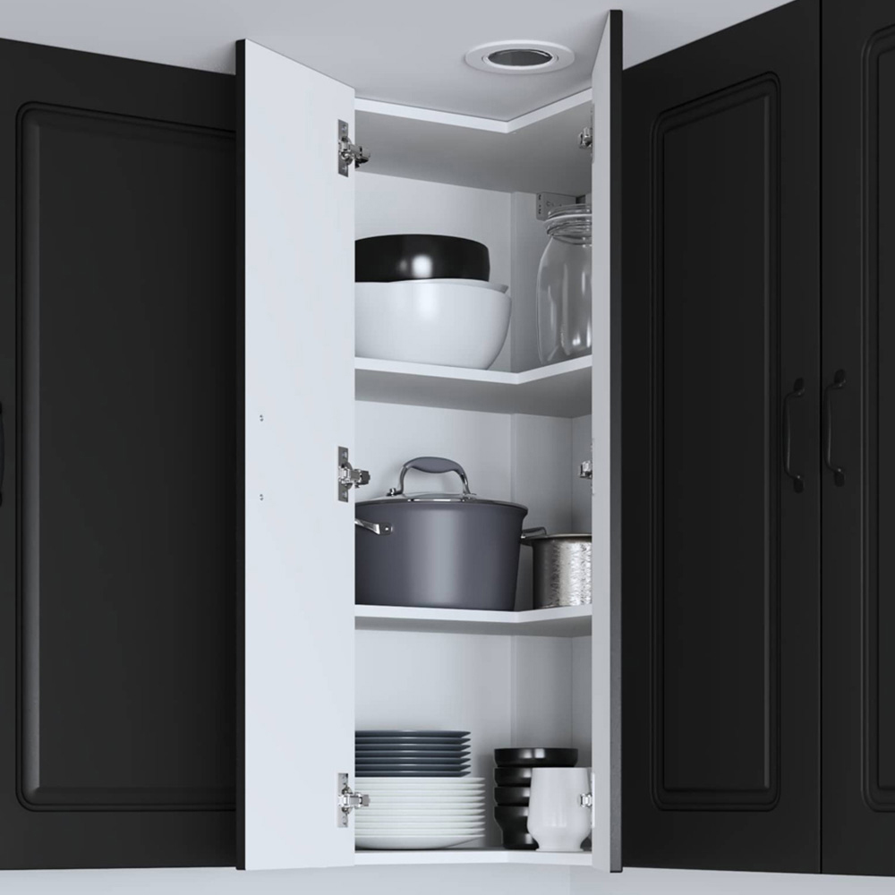 vidaXL 2 Door Black Kitchen Wall Corner Cabinet Image 1