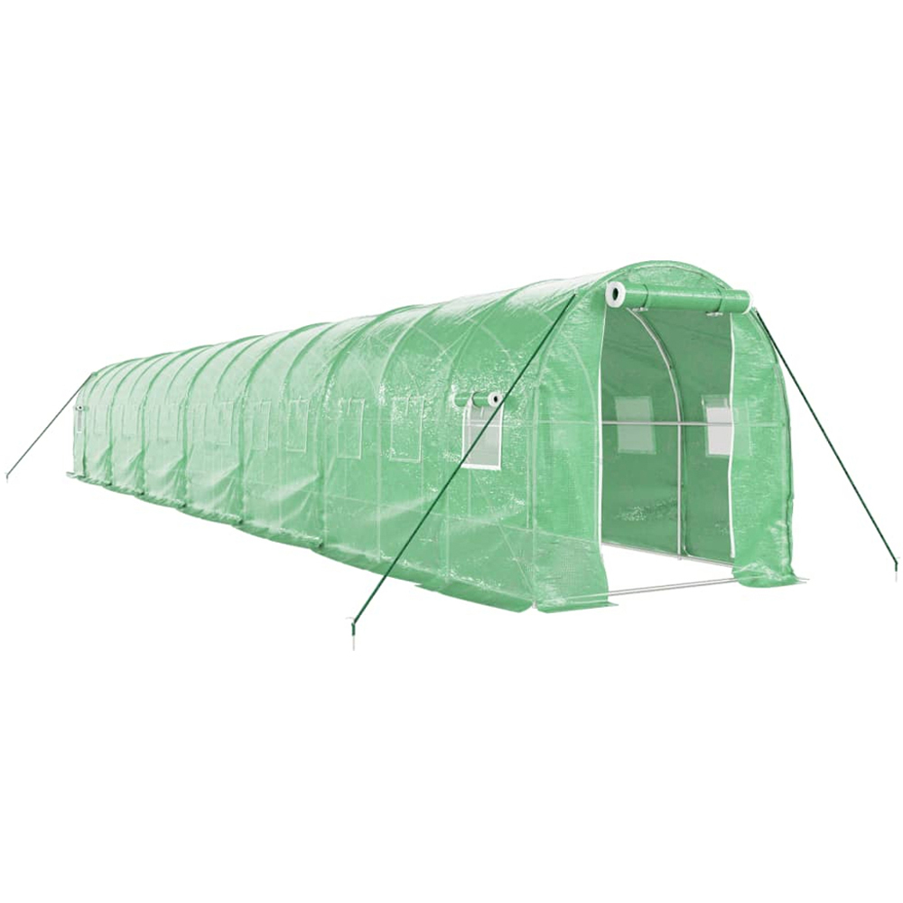 vidaXL Green Polyethylene Galvanised Steel Frame 45.9 x 6.5ft Greenhouse Image 1