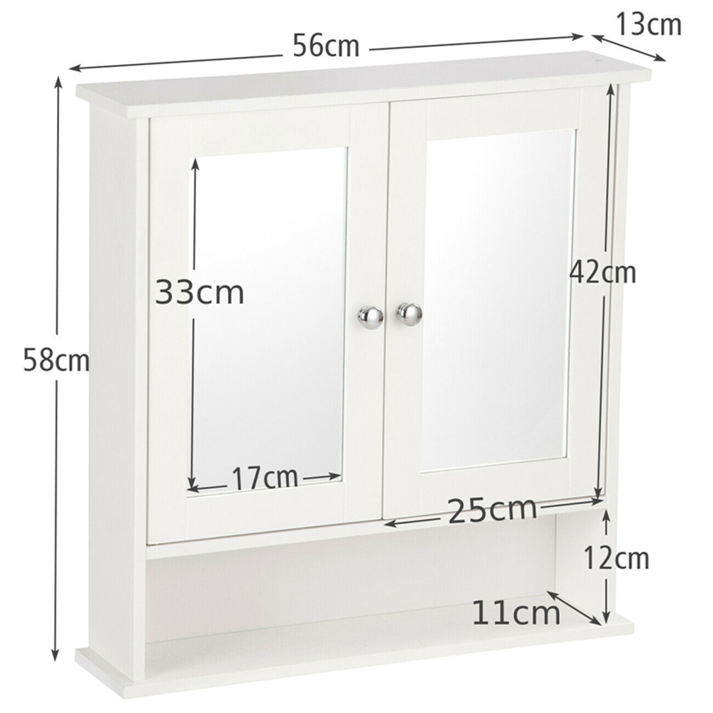 Costway White Adjustable Wooden Hanging Medicine Organizer with Mirror Image 9