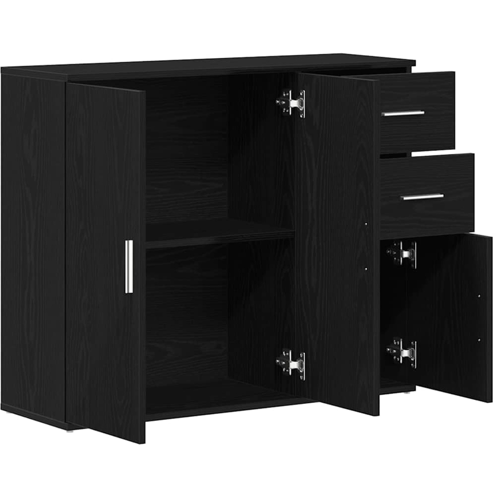 vidaXL 3 Door 2 Drawer Black Wooden Sideboard Image 5