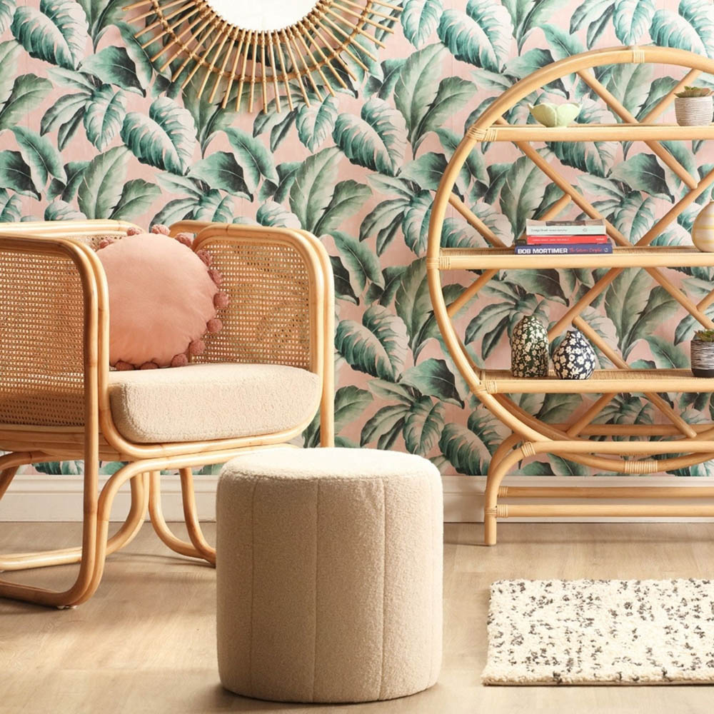 Desser Furniture Small Round Latte Boucle Fabric Pouffe Image 3