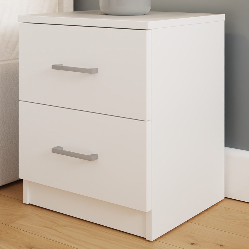 GFW Bailey 2 Drawer White Bedside Table Image 1