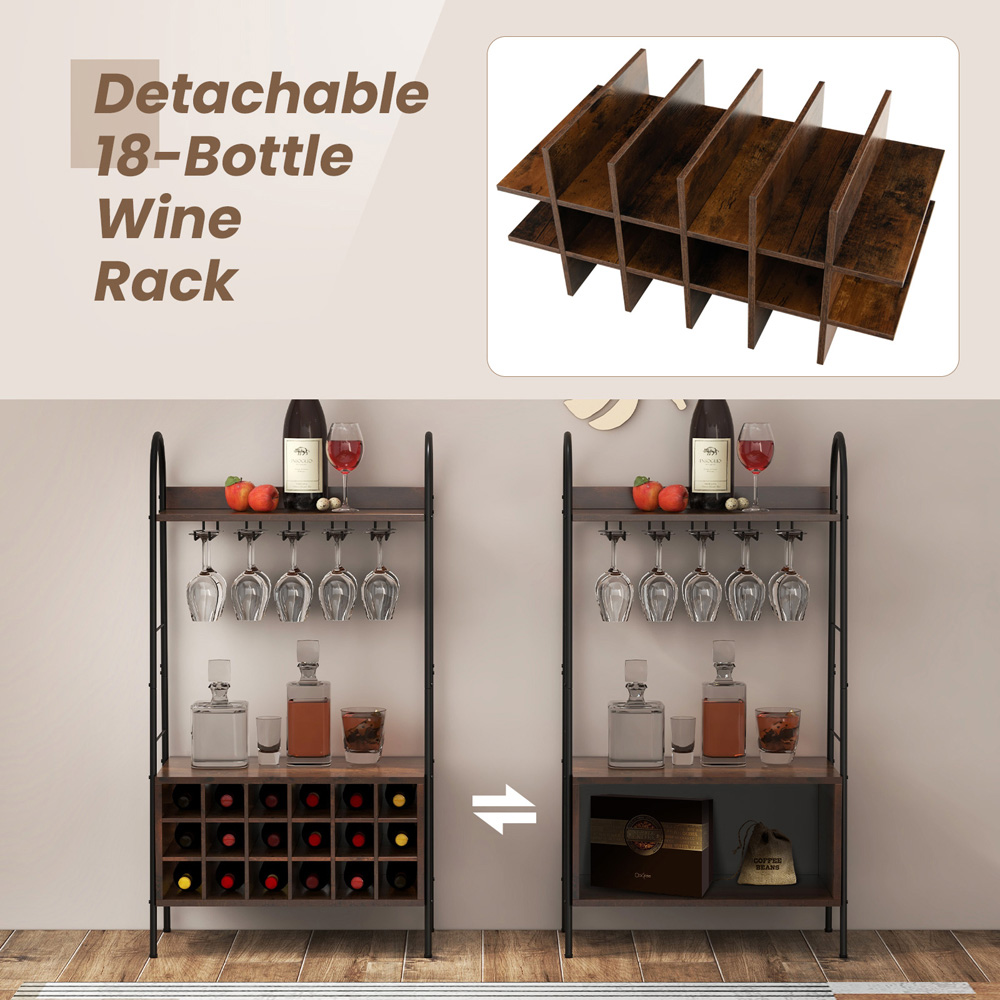Costway 2 Shelf Rustic Brown Wine Rack Image 7