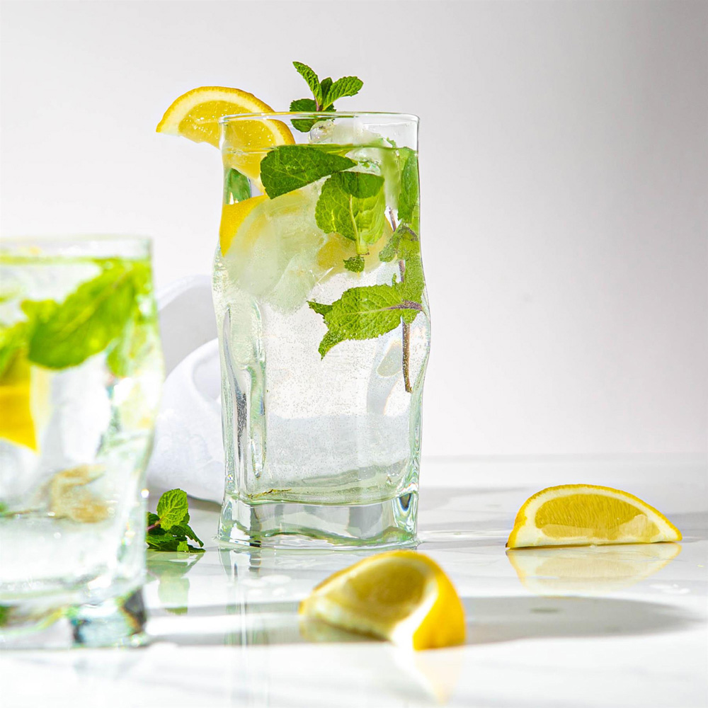 Bormioli Rocco Sorgente Wave Design Clear Highball Glass 460ml 8 Pack Image 2
