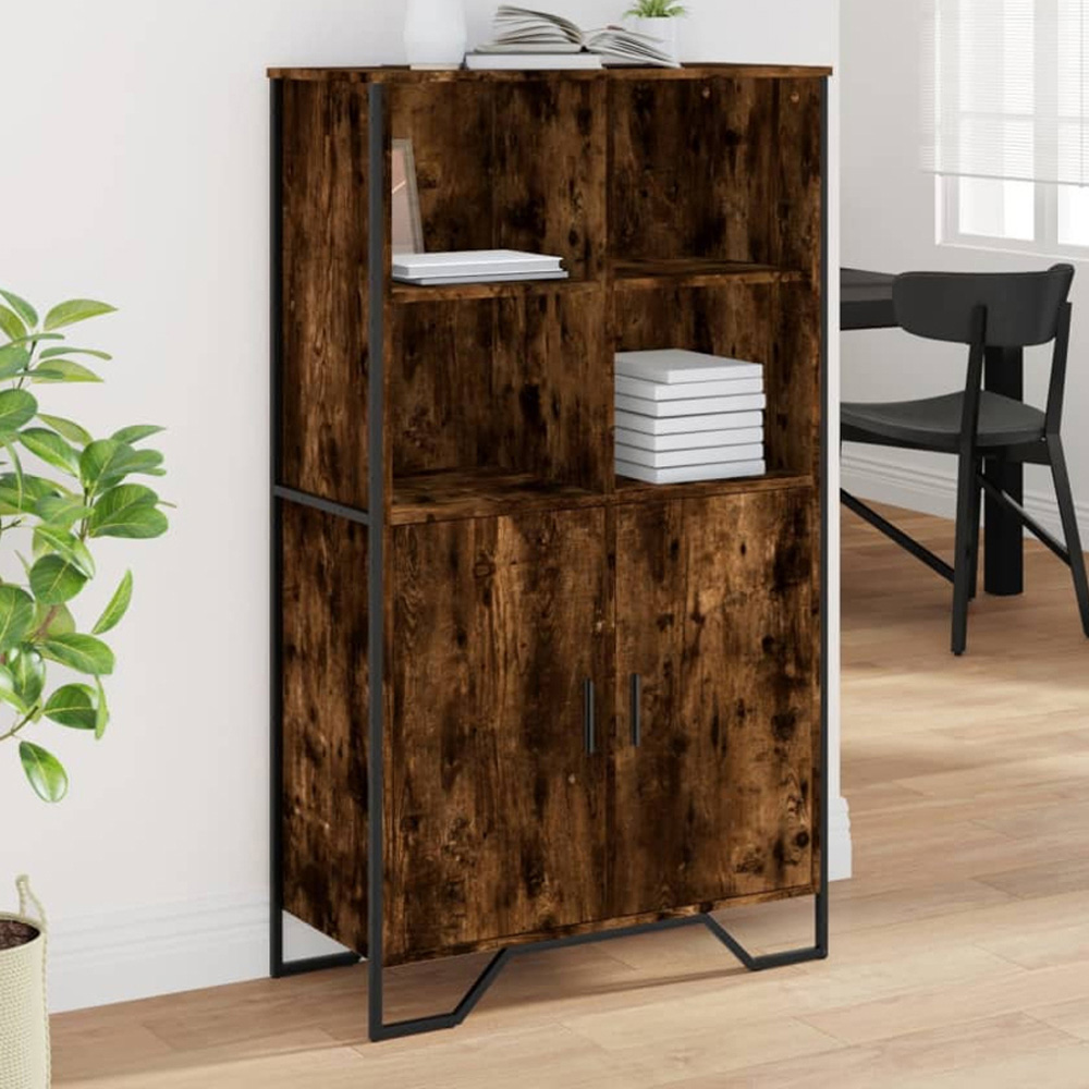 vidaXL 2 Door 4 Shelf Smoked Oak Highboard Image 1