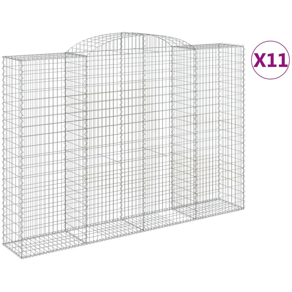 vidaXL Silver Galvanised Iron Arched Gabion Basket 300 x 50 x 200/220cm 11 Pack Image 2