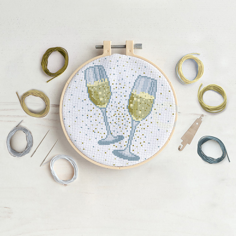 Simply Make Champagne Glasses Cross Stitch Craft Kit Image 2