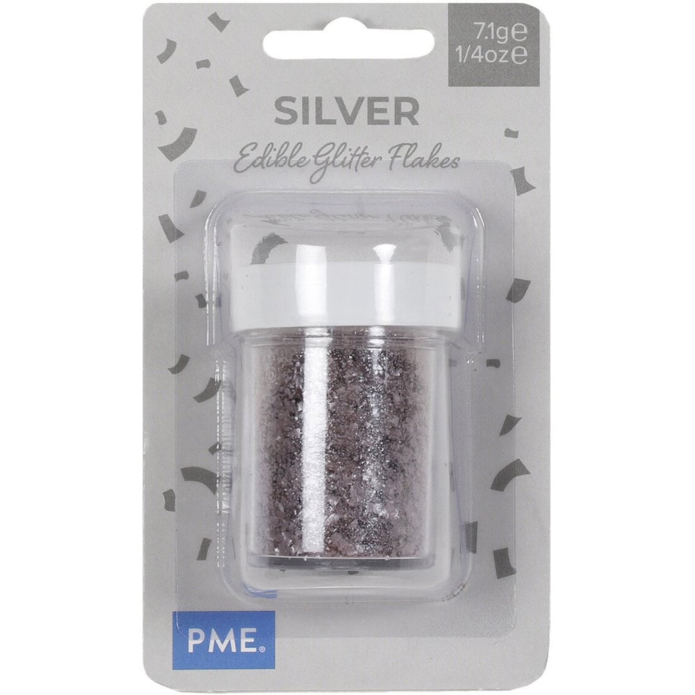 Edible Glitter Flakes - Silver Image