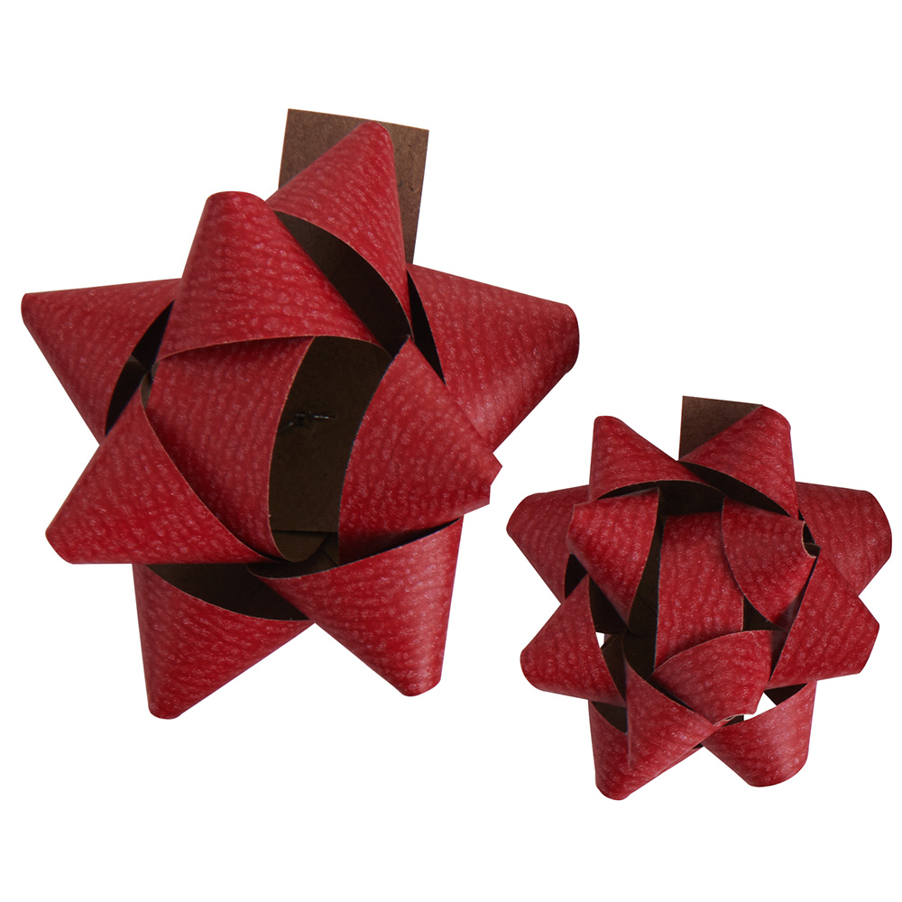 wilko Red Green and Brown Assorted Paper Gift Bows 20 Pack Image 3