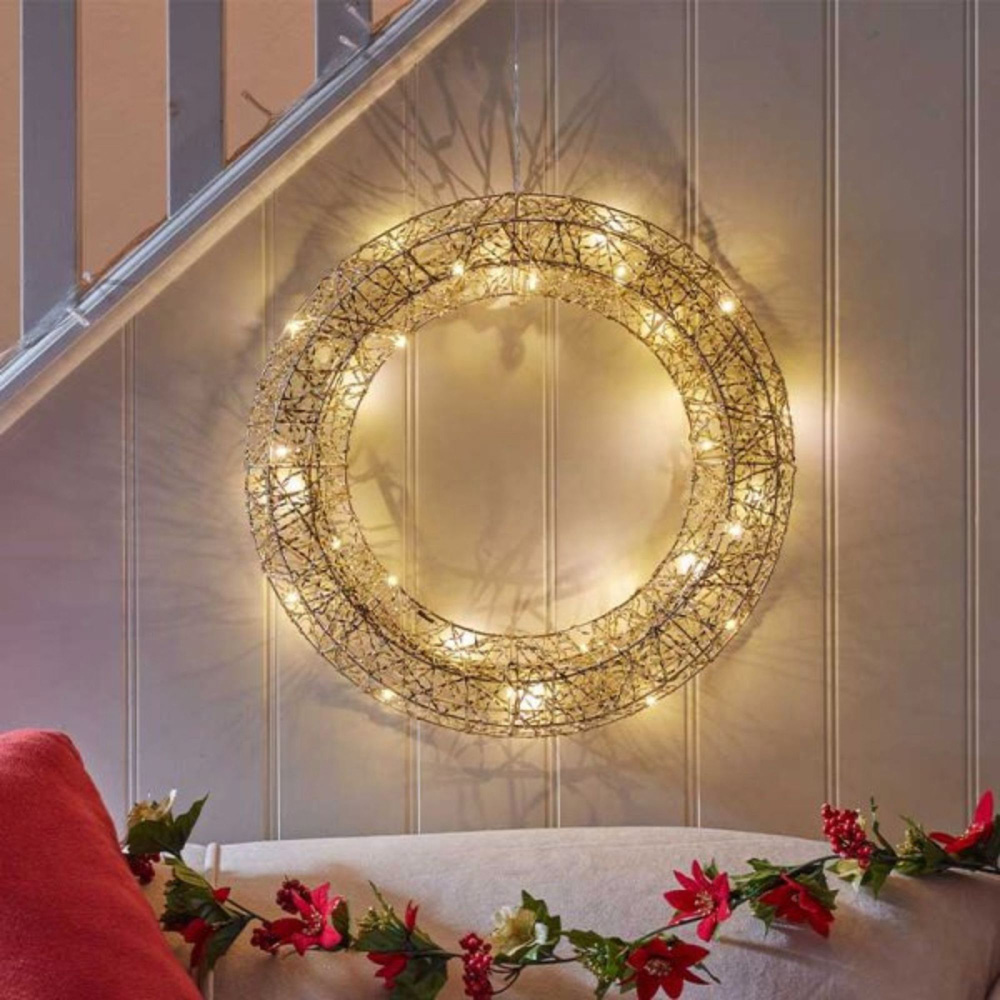 Samuel Alexander Gold Weave LED Wreath 40cm Image 2
