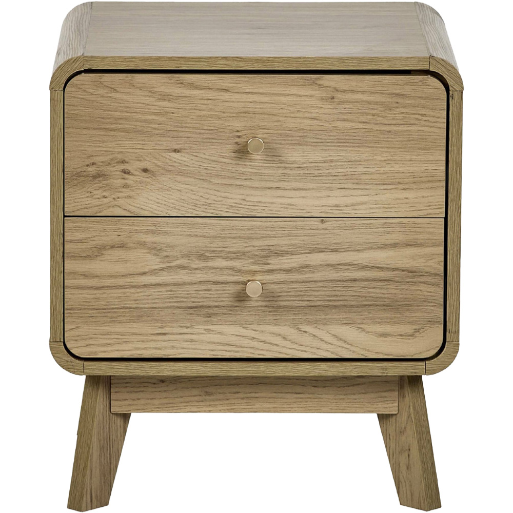 Julian Bowen Ingrid 2 Drawer Oak Bedside Table Image 4