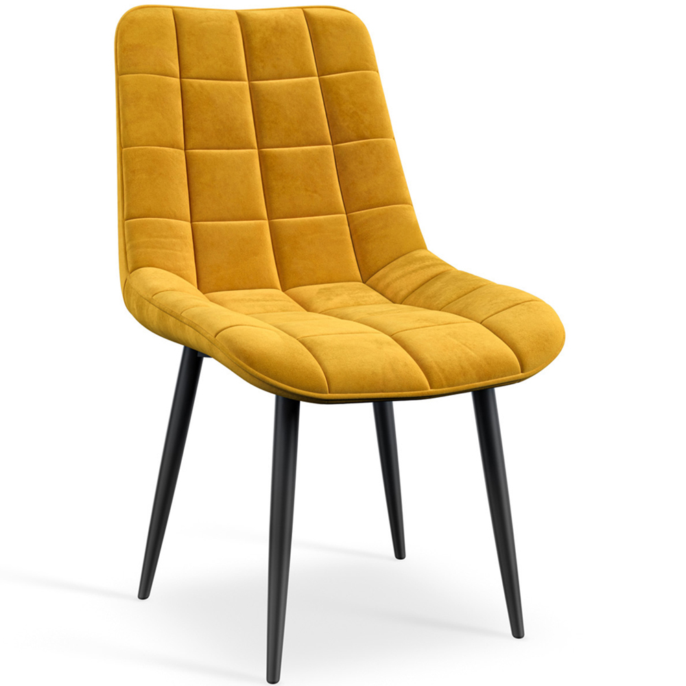 Furniture Online Nova Set of 2 Mustard Velvet Padded Seat Dining Chair Image 2
