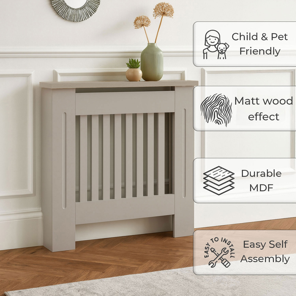 Neo Grey Decorative Wooden Radiator Cover Small Image 7