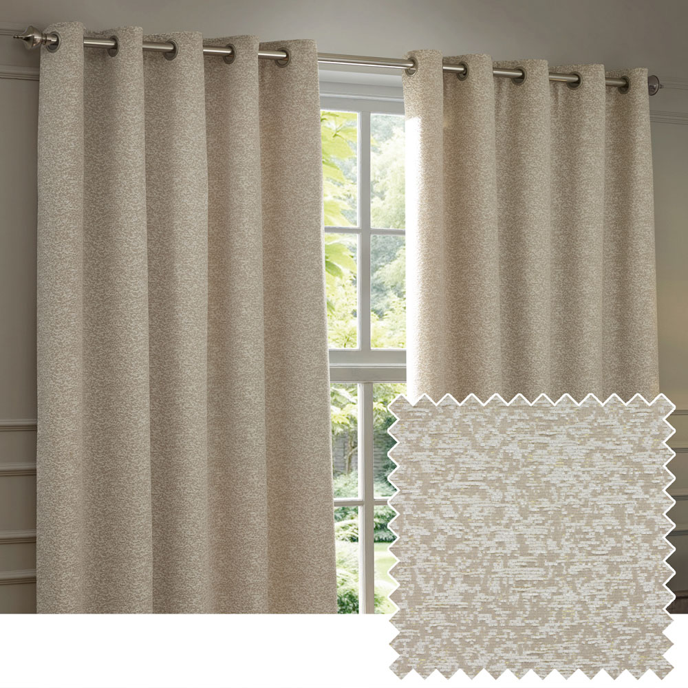 Paoletti Galaxy Ivory Fully Lined Velvet Eyelet Curtains 229 x 183cm Image 6
