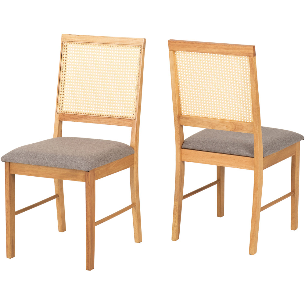 Seconique Ellis Set of 2 Grey Fabric Oak Effect Dining Chair Image 2