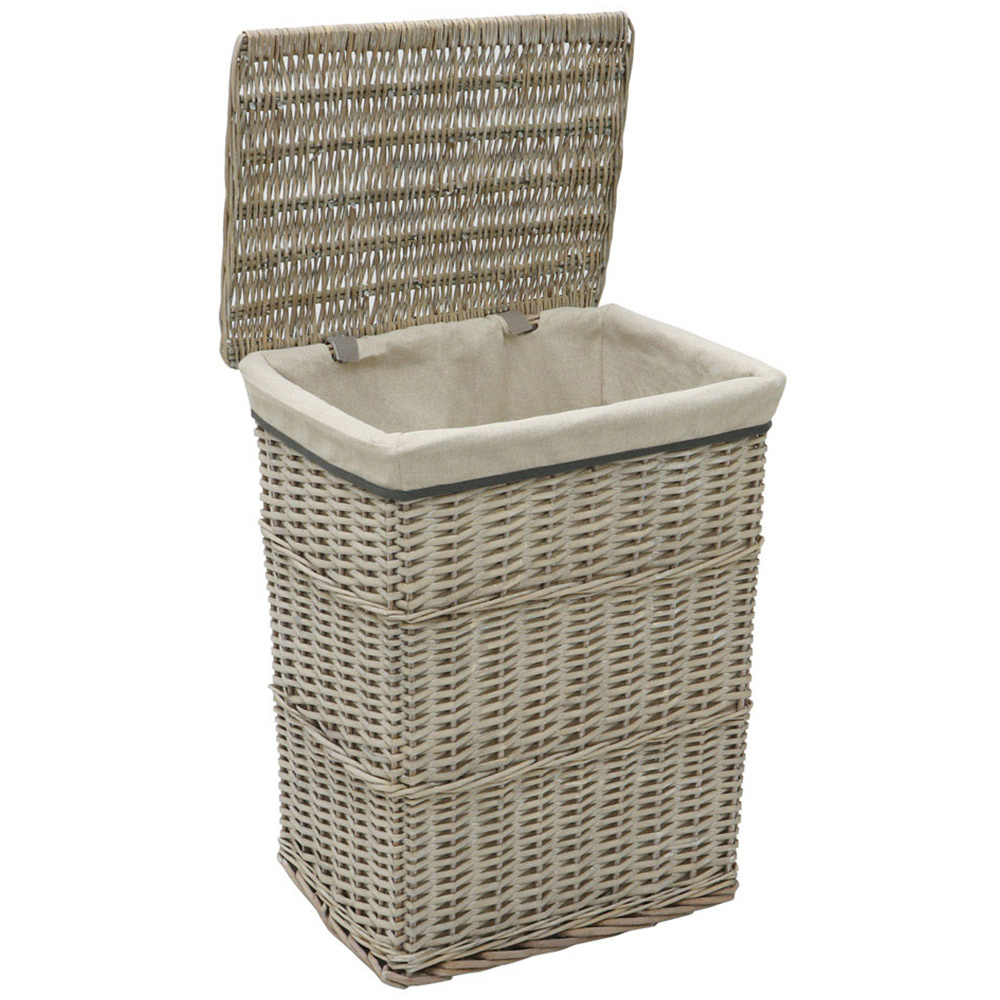 JVL 4 Piece Arianna Grey Rectangular Willow Laundry and Waste Paper Basket Set Image 5