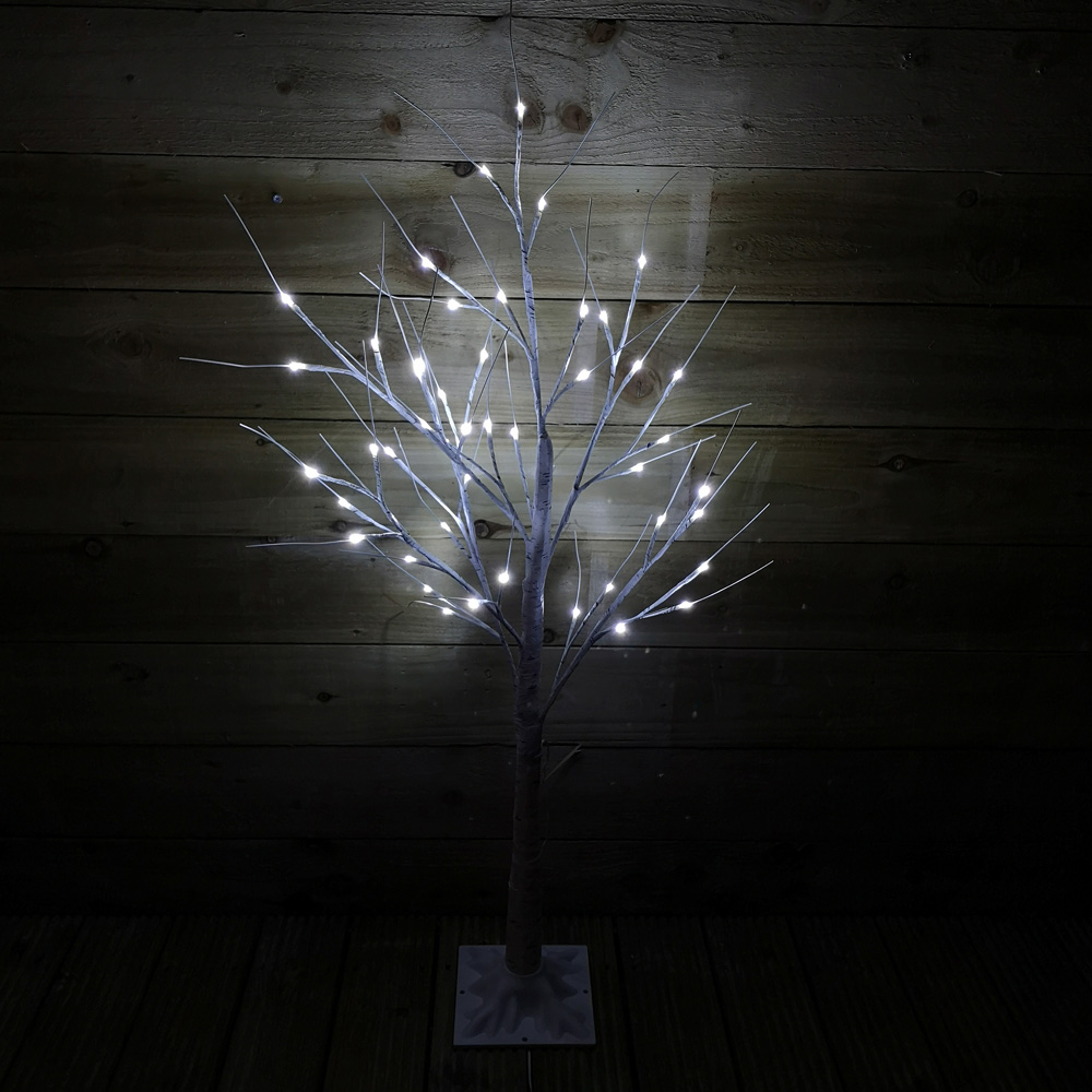 Samuel Alexander Ice White LED Indoor Outdoor Christmas Birch Tree 4ft Image 5