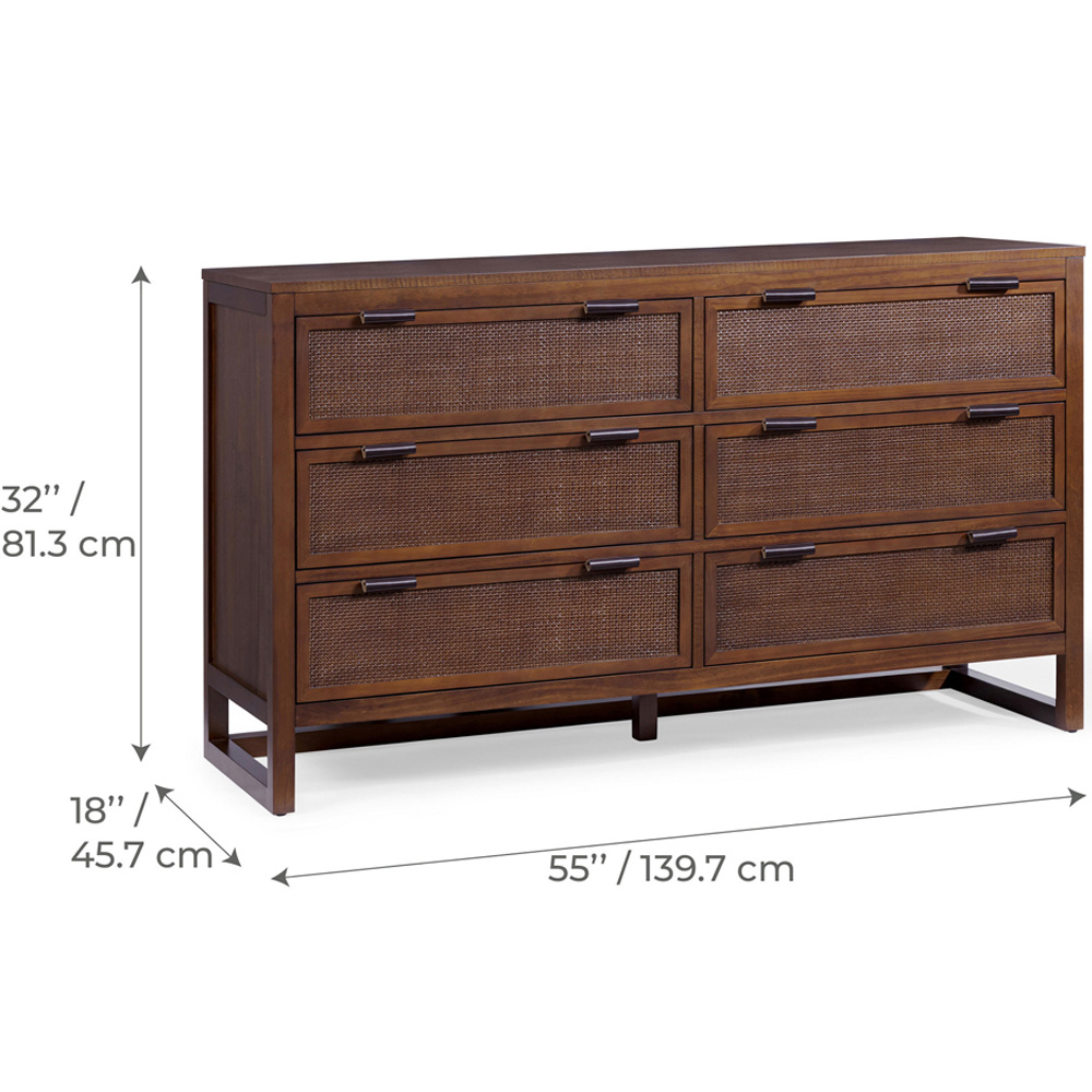 Teamson Home Hatteras 6 Drawer Walnut Dresser Image 9