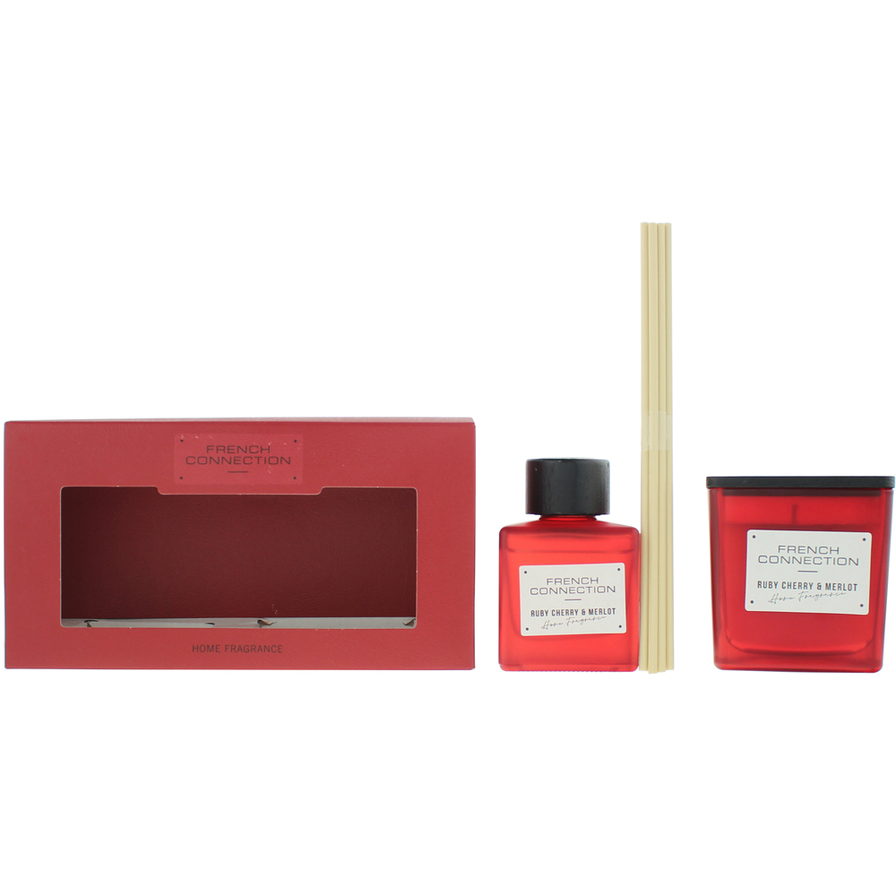 French Connection Ruby Cherry and Merlot Diffuser and Scented Candle 2 Piece Gift Set Image 1
