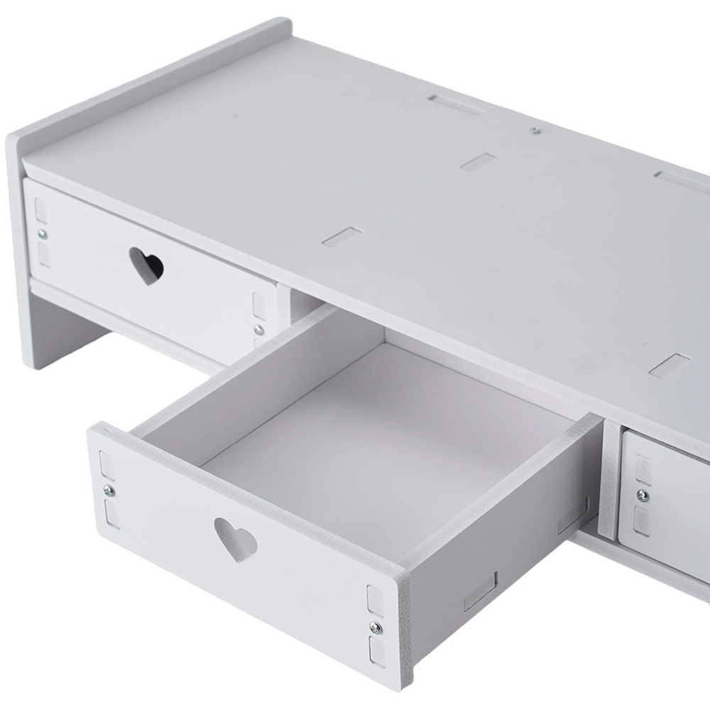 Living and Home 3 Drawer White Monitor Stand Riser Image 5