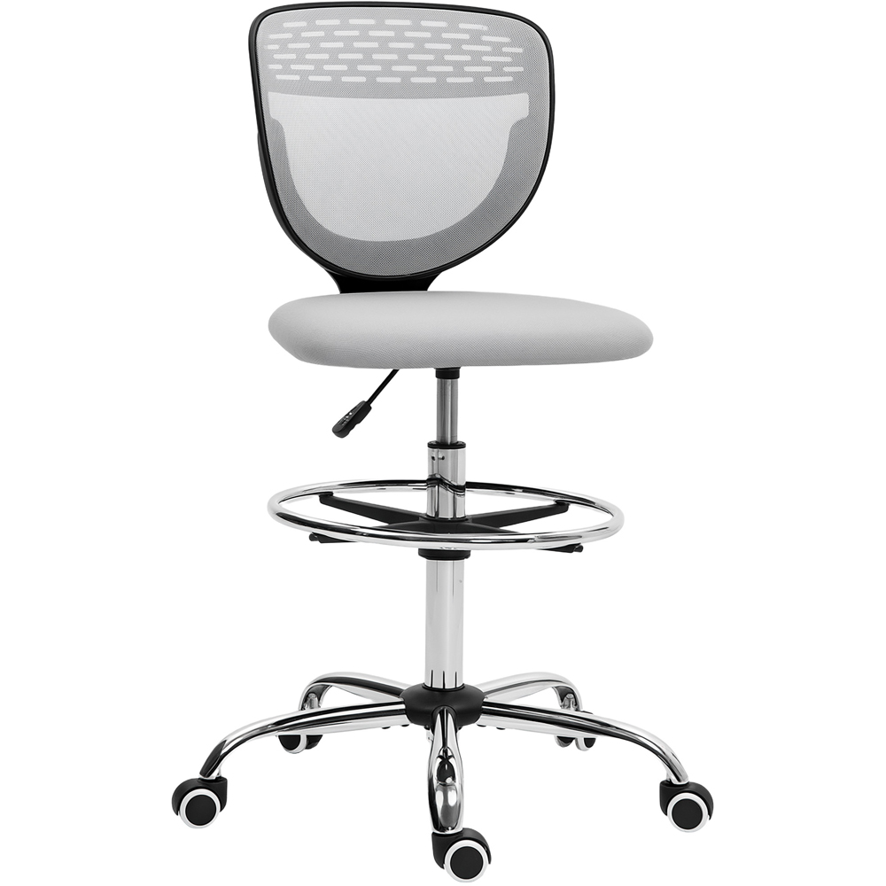 Portland Light Grey Draughtsman Office Chair with Wheels Image 2