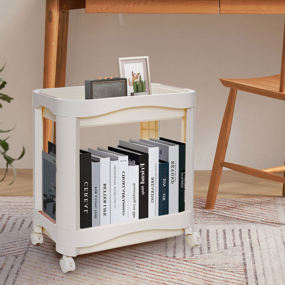 H&O Direct 2 Shelf White Storage Cart Image 2