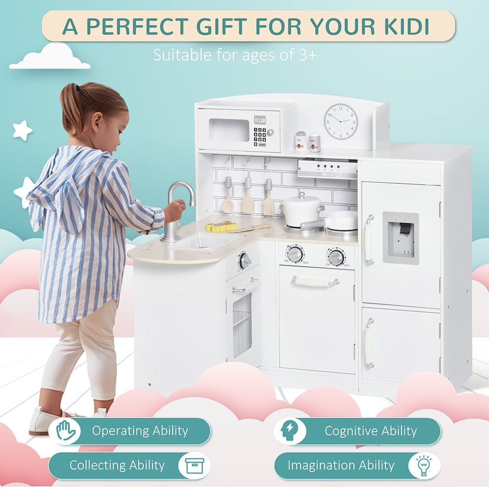 Tommy Toys Kids White Kitchen Play Set with Drinking Fountain Image 6