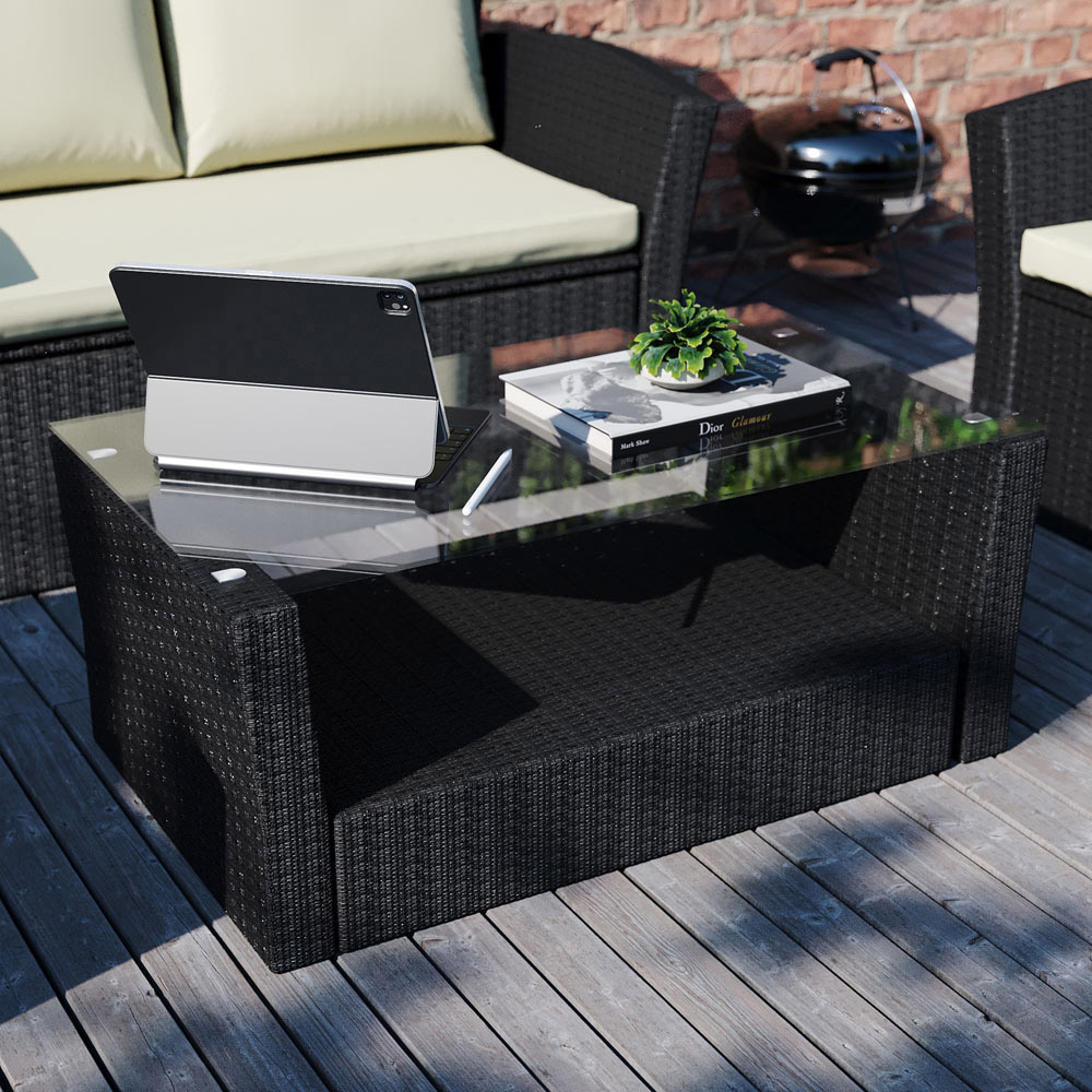 Garden Vida Mylor 4 Seater Black Rattan Lounge Set Image 4