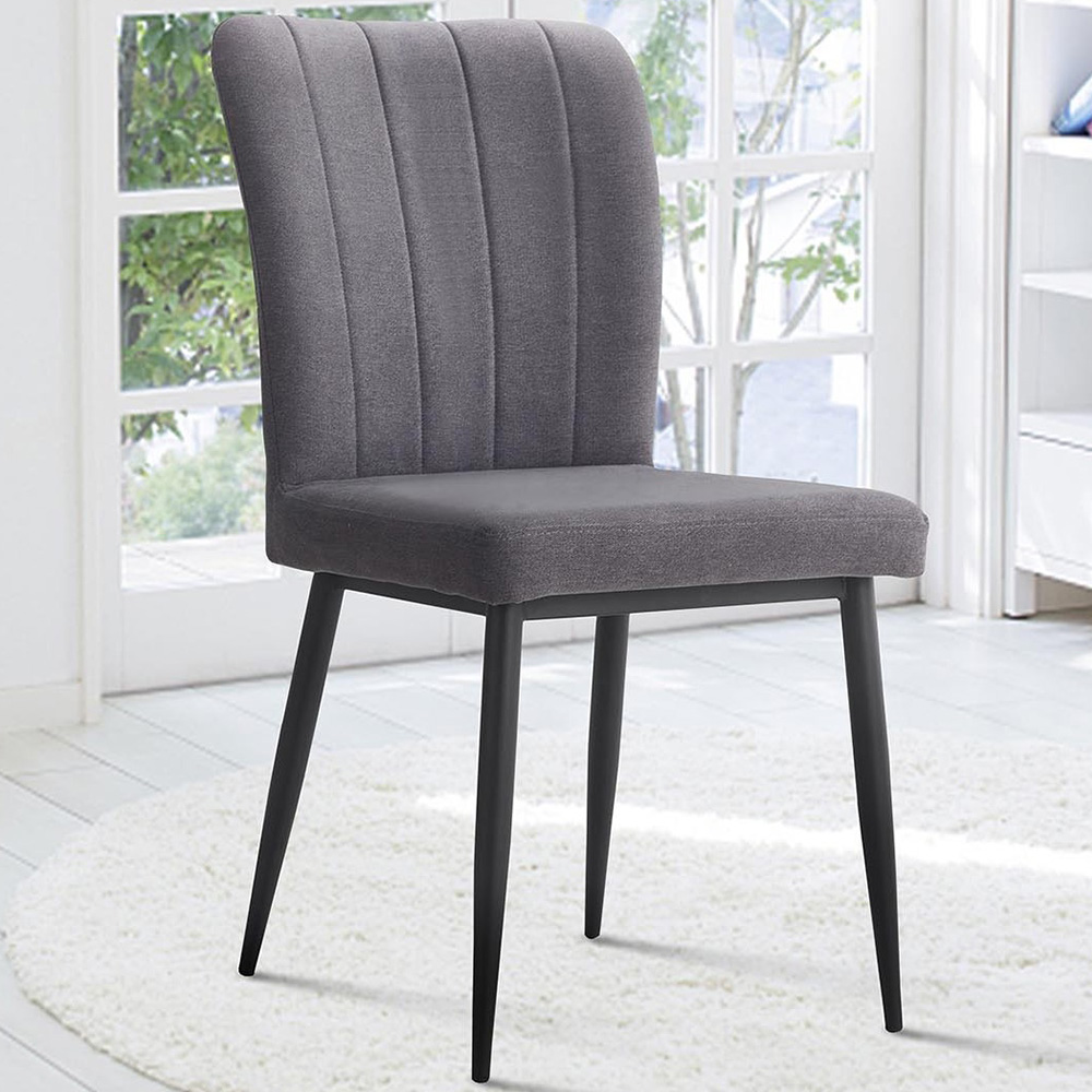 Seaton Set of 2 Grey Fabric Dining Chairs Image 1
