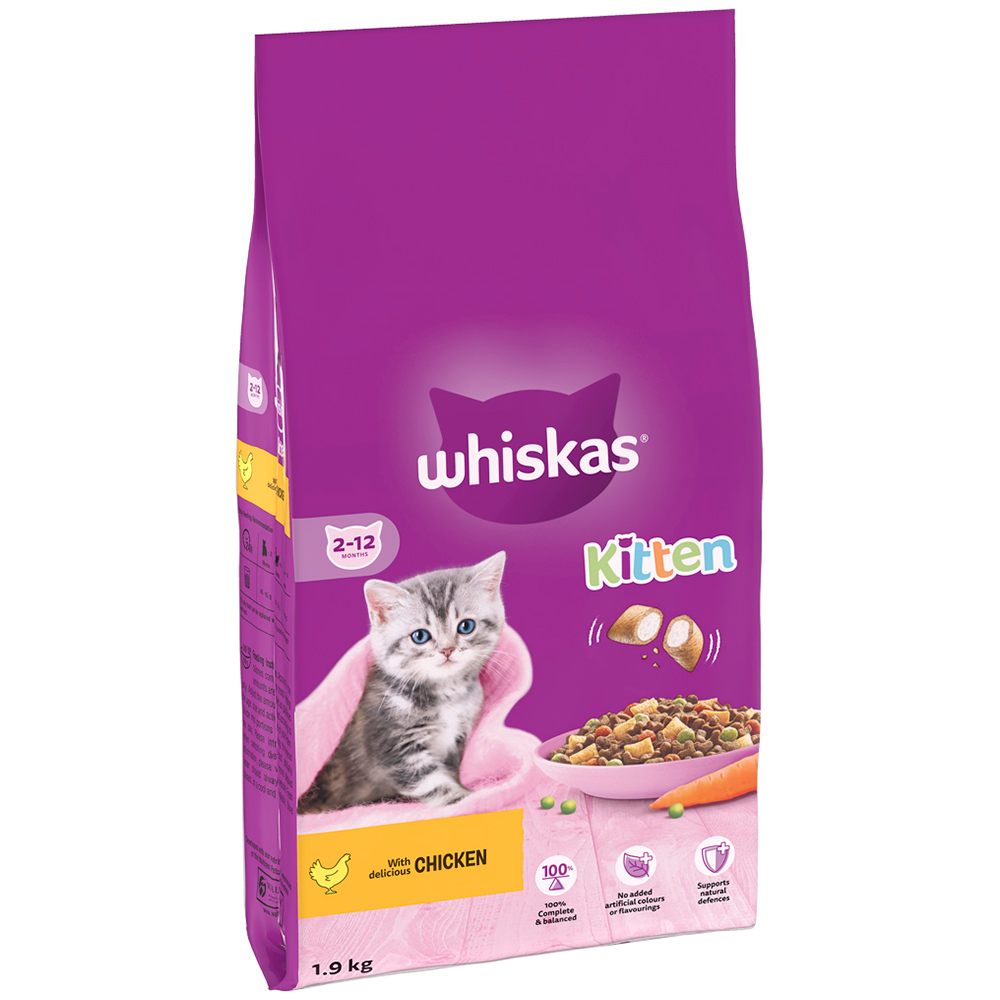 Whiskas 2 to 12 Months Kitten Dry Cat Food with Delicious Chicken 1.9kg Image 3