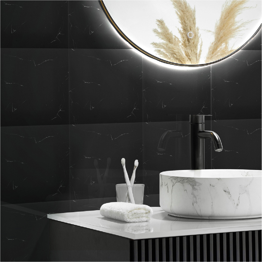 Living and Home 10 Piece Black Self Adhesive PVC Flooring Tile 30 x 30cm Image 1