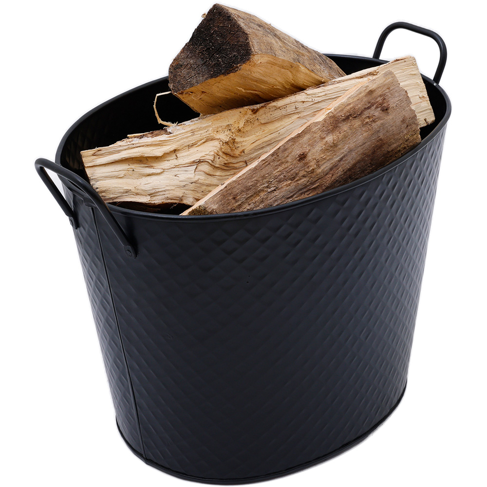 Charles Bentley Small Black Diamond Embossed Oval Bucket Image 3