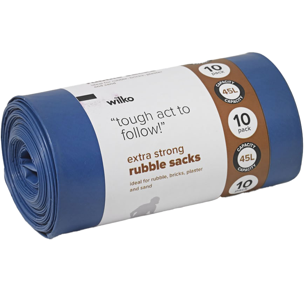 Wilko Extra Strong Rubble Sacks Blue 45L 10 Pack Image 2