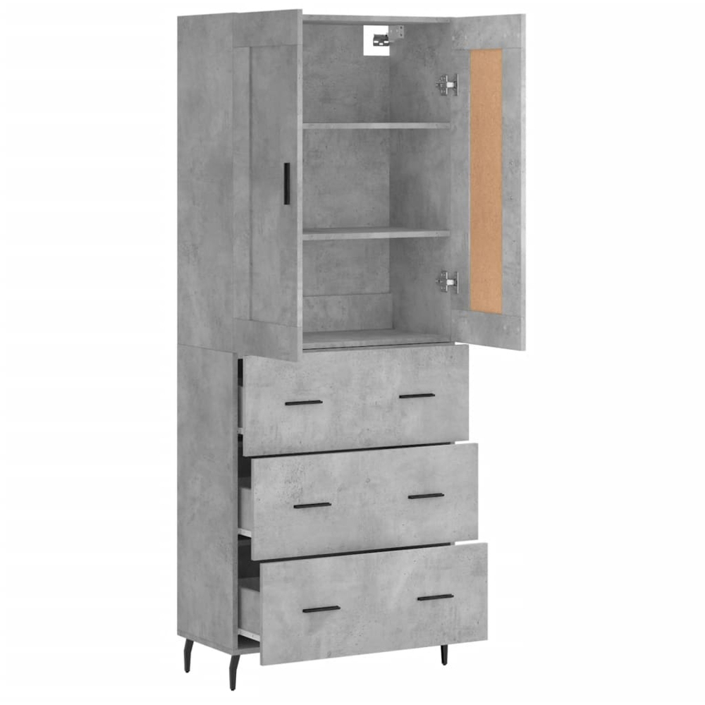 vidaXL 2 Door 3 Drawer Concrete Grey Highboard Image 4